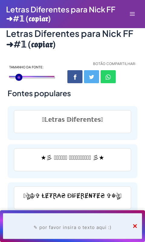 Letras diferentes para nick FF Personalizadas • 𝕷𝖊𝖙𝖗𝖆𝖘